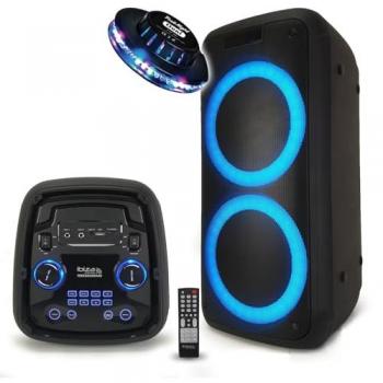 Enceinte Active Autonome Ibiza Sound FREESOUND400 - SD/USB/Bluetooth - 600W avec Télécommande et Effets LED OVNI RVB
