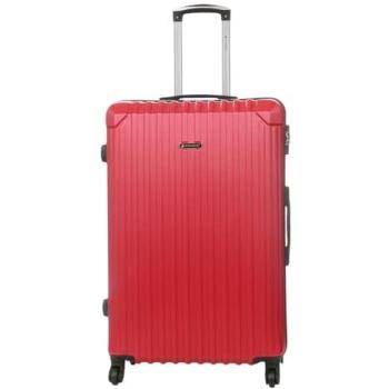 Infinity Leather Large Red Hard Shell ABS 8-Wheel Cabin Suitcase