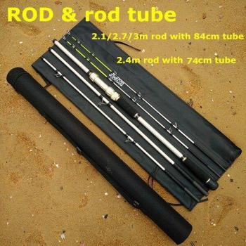 Heavy-Duty Carbon Jigging Fishing Rod with 2 Tips, 4 Sections, Metal Reel Seat, Ocean Trolling Spinning Rod (2.1/2.4/2.7/3m)