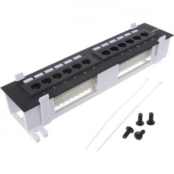 12-Port CAT5 CAT5E RJ45 Wall Mount Patch Panel with Rack Mount Bracket