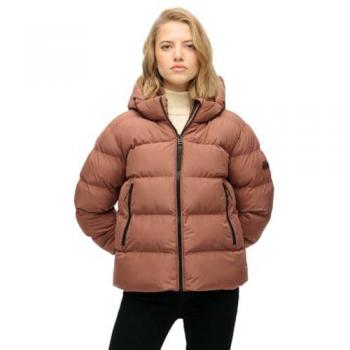 Superdry Women's Hooded Puffer Jacket in Nutmeg Spice Brown