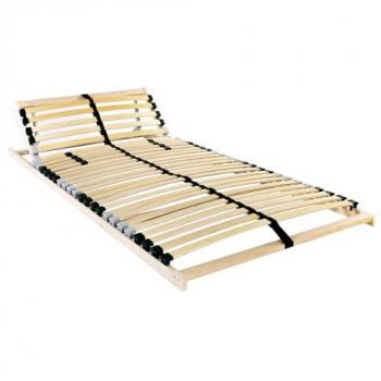 Adjustable Slatted Bed with Headboard 140 x 190 cm Solid Beech Wood - Brown/Beige Options