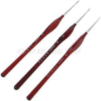 Pinceaux à peinture miniatures professionnels en poils de loup, détails fins, 0 ~ 000, 3 pièces