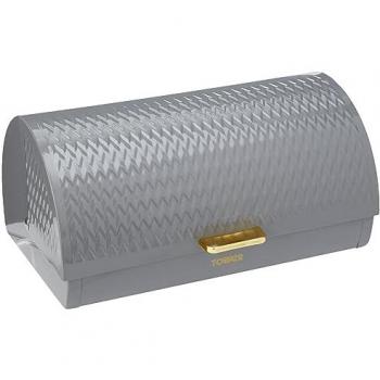 Tower Empire Roll Top Bread Bin, Stainless Steel, Grey and Brass, One Size