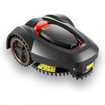 Robot cortacésped Fuxtec FX-RB218 - Cortadora de césped sin cable para superficies hasta 600m², con sensor de lluvia, sensor de choque y protección antirrobo