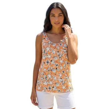 Orange Shell Print Gathered Women's Vest Top Size 20