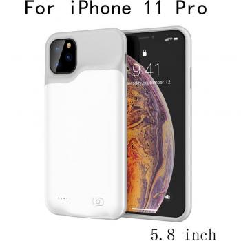 Batterie externe mince en silicone antichoc pour iPhone 11 Pro avec clip de charge arrière