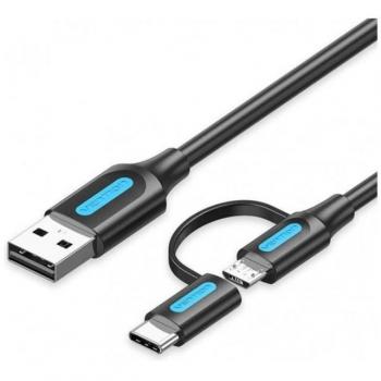 Vention 2in1 USB-Kabel 2.0 auf USB-C/Micro USB, 1m, schwarz