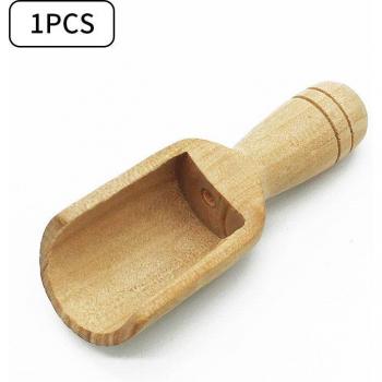 Mini Wooden Scoops with Long Handle for Bath Salts and Kitchen Use - Set of 1/3