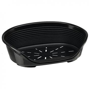 Ferplast Plastique pour Chiens et Chats Siesta Deluxe 2, Panier pour Animaux 4, Panier pour Animaux, Fond Perforé, Anti-Dérapant, Appui-Tête Confortable, 61,5 x 45 x h 21,5 cm Noir