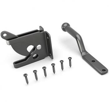 Self-Locking Automatic Gravity Latch for Wood Fence Gates - 2 Pack, Black Steel