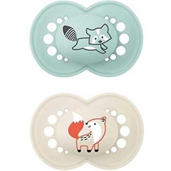 Istruzioni in lingua straniera - MAM Set di 2 ciucci originali Elements, simmetrici e ortodontici, in silicone SkinSoft, forma adatta all'allattamento, 6-16 mesi, orsetto lavata/volpe