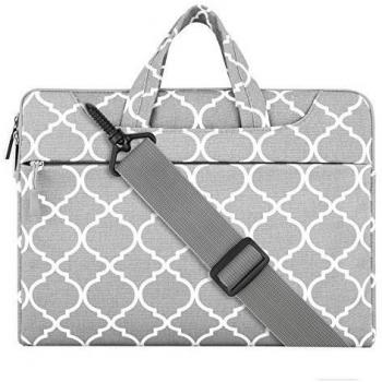 MOSISO Bolso de la cubierta de la caja de la manga del ordenador portátil de la tela del estilo de MOSISO Quatrefoil con la tira del hombro para el ordenador portátil Ultrabook de 14 pulgadas, Gris