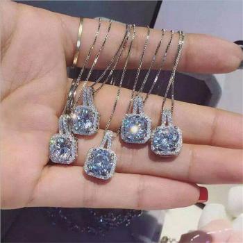 Bridal AAAAA Cubic Zirconia Pendant Necklace in Real 925 Silver for Women