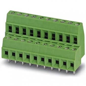 Dual-Level PCB Terminal Block, 12-Pole, 3.5 mm Pitch, 1.00 mm² Wire Size, Green, Pack of 50