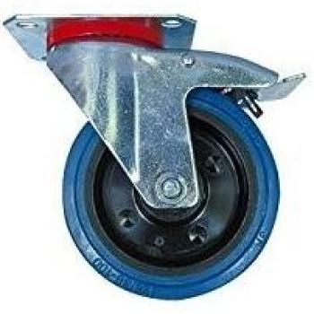 Roulette caoutchouc elastiquebleu fixe diam 160 h 190