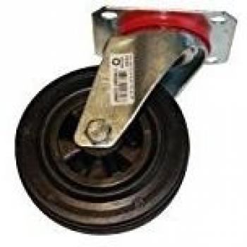 Roulette caoutchouc noir pivotante diam 50 h 67