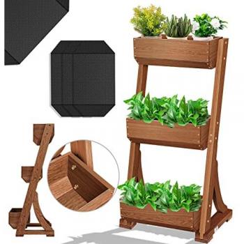 KESSER® Hochbeet mit Etagen Premium Blumenkasten und Pflanztreppe für Gemüse und Kräuter - 3-stufiges Gartenbeet mit Gartenvlies