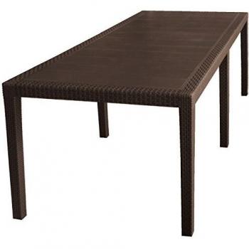 Mesa de jardín extensible 'Queen' 150/220x90x72 cm, efecto ratán, color marrón, 100% Made in Italy
