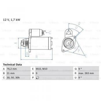 Motor de Arranque Bosch 12V 1,7kW Modelo 0 986 016 920