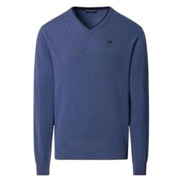 North Sails Men's V-Neck Sweater in Recycled Cashmere, China Blue Melange, Size XXL