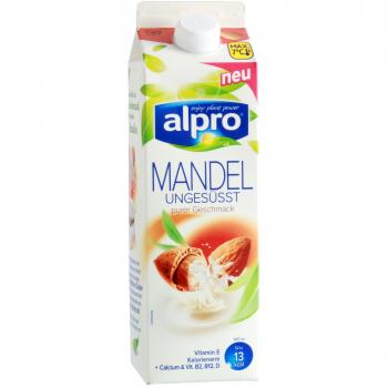 Alpro Ungesüßter Mandeldrink 8 x 1 Liter – Vegan, Laktosefrei, Calcium- und Vitaminquelle