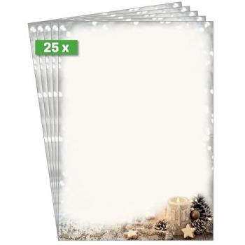 Sigel Weihnachtsbriefpapier Beige Weihnachtskerze A4 90 g/m² 25 Blatt