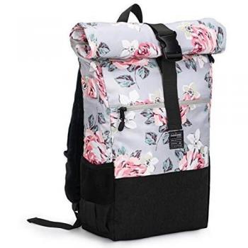 EverVanz Laptop-Rucksack, Damen & Herren Roll Top Wasserdichter Wanderrucksack, Leichtgewichtiger Freizeit-Rucksack, Stilvolle Schultasche mit USB-Ladebuchse