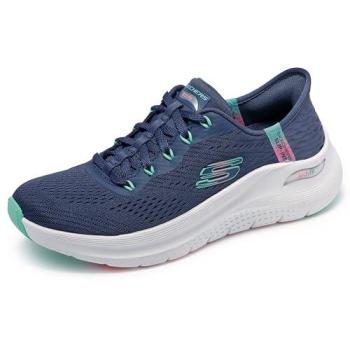 Skechers Slip-Ins Arch Fit 2.0 - Baskets Chic Faciles à Enfiler pour Femme en Bleu Marine/Turquoise, Taille 40, Vegan, Lavables en Machine