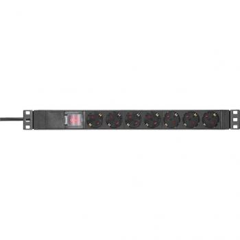 Regleta de Alimentación Adam Hall 87471 X7, 7 Tomas, 19 Rack, 1U, Interruptor, Negro