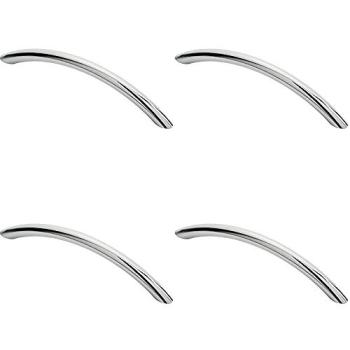 4-Pack Chrome Curved Bow Cabinet Pull Handles - 153x10mm with 128mm Fixing Centres