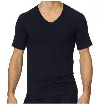 Calida Pure & Striped T-Shirt mit V-Ausschnitt Herren