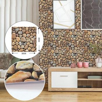 3D Stereo Imitation Stone Self-Adhesive Wall Sticker Wallpaper for Bathroom Living Room TV Background Decor 30x30CM