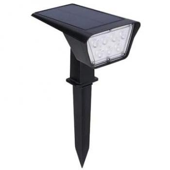 Faretto Solare da Terra 7 LED Luce Bianca Picchetto Lampada a Muro IP65 Pannello Integrato per Giardino ed Esterni