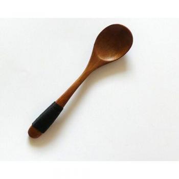 Cuillère en bois pour glace, café, thé et soupe avec cordon - 10 pièces de 13x2,8 cm