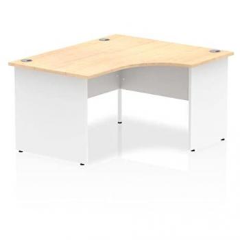Dynamic Impulse 1400mm Right Crescent Desk Maple Top White Panel End Leg