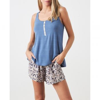 Pijama de Tirantes de Cuello Redondo J&J Brothers para Mujer - Modelo JJBDH0402, fabricada en material suave y ligero, ideal para el descanso, con tirantes ajustables y diseño cómodo