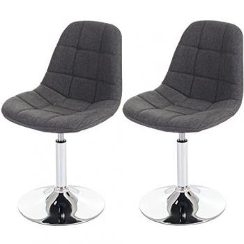 Lot de 2 chaises de salle à manger pivotantes HWC-A60, tissu gris clair et chrome