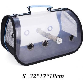 Transparent Bird Carrier Backpack with Wooden Stand - Parrot Travel Cage and Nest House Pet Accessory