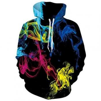 Unisexe Hip Hop Sweat à Capuche Hoodie 3D Fumée Digital Printing Sweatshirt Pullover Hauts Vêtements L