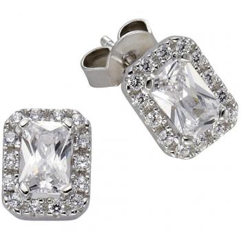 Celesta Silber Damen Ohrstecker 925/- Sterling Silber Rhodiniert Zirkonia weiß 360221763