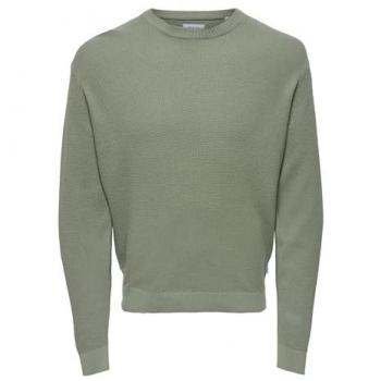 ONLY & SONS Rundhalspullover ONSTONY DS 12 LS Waffelstrick grau