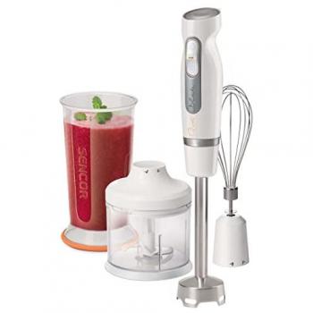 Mixeur Plongeant Sencor SHB 4378WH avec Hachoir et Fouet, 800W, 4 Lames, Acier Inoxydable, Blanc