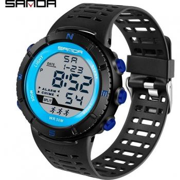 SANDA Men's 50M Waterproof LED Digital Countdown Stopwatch Outdoor Sports Watch