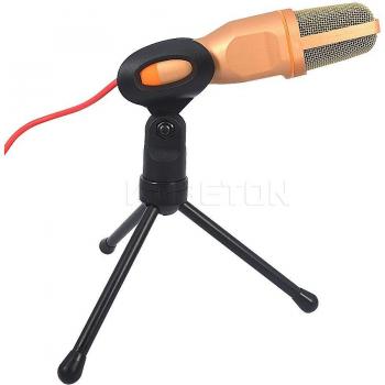 Kebidumei SF-666 Wired Stereo Handheld Microphone with 3.5mm Jack and Tripod Stand for Desktop PC
