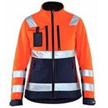 Blaklader Damen High Vis Softshell Jacke Orange Marine Größe L