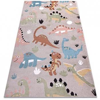 Tapis Fun Dino Beige Multicolore 160x220 cm pour Enfants