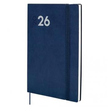 Agenda Anual 2026 Dynamic Mara - Semana Vista Vertical - Encuadernada con Goma Elástica y Cinta Punto - Tapa Blanda Azul Multilingüe