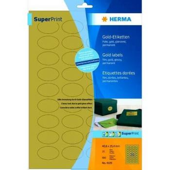 Gold Glossy Adhesive Labels A4, 40.6 x 25.4mm, Permanent Adhesion, Laser Printable - 900 Labels per Pack