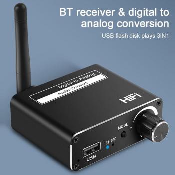 Audio Converter DAC Digitaal naar Analoog Toslink Coaxiaal L/R RCA 3.5mm AUX Bluetooth 5.0 Ontvanger voor HDTV Box